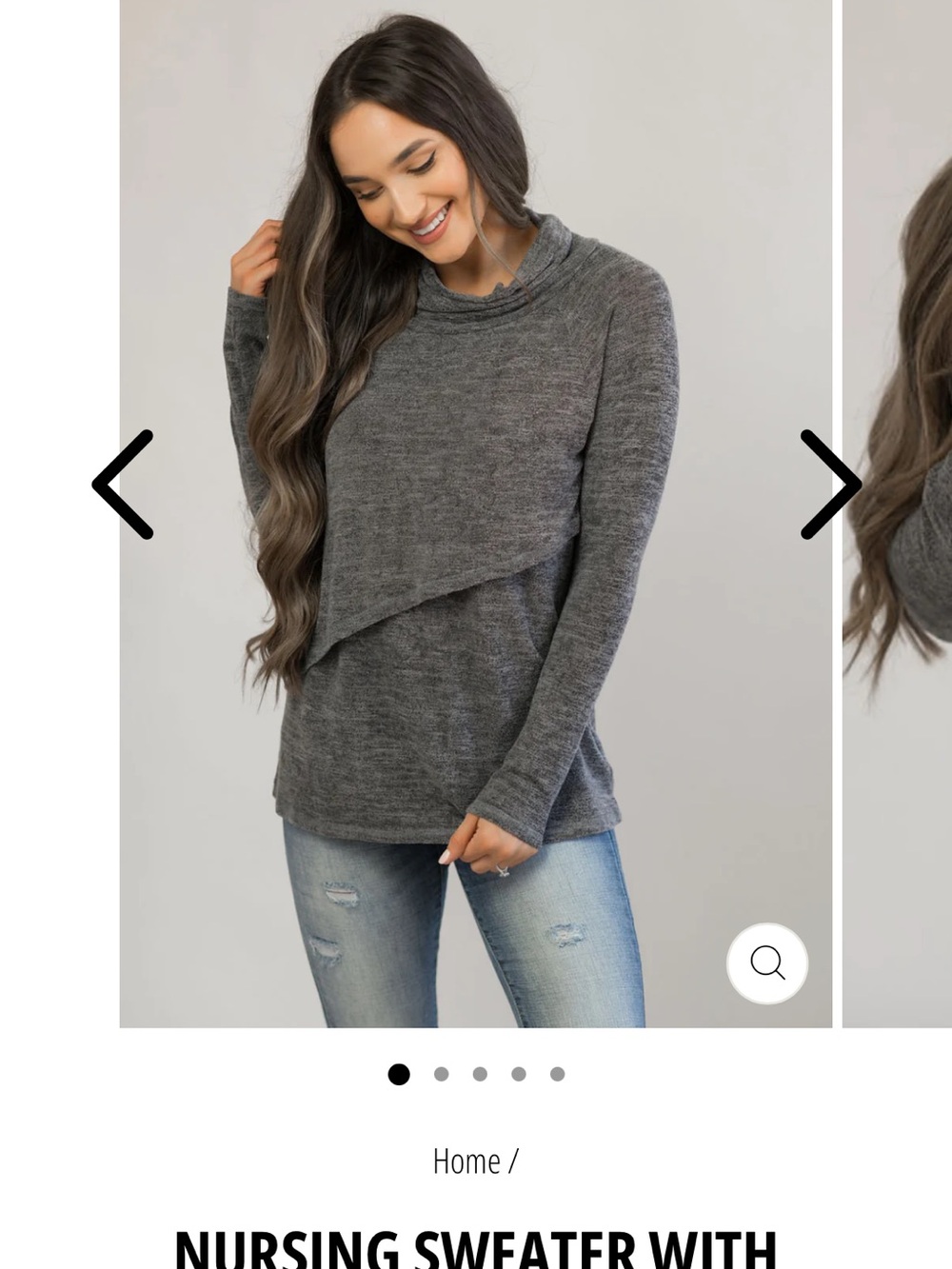 Nursing Queen Charcoal Gray Layered Cowl Neck Nursing Sweater